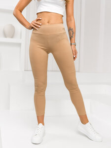 Women’s Striped Leggings Beige Bolf W7903