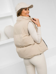 Women's Thick Quilted Gilet Beige Bolf 5M3150