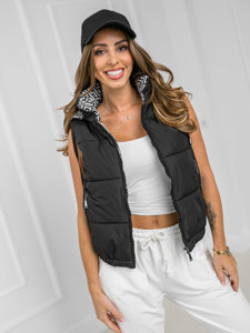 Women's Thick Quilted Gilet with hood Black Bolf 16M9091