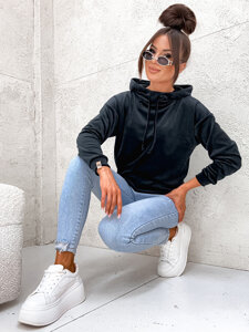 Women’s Velour Hoodie Black Bolf 8270