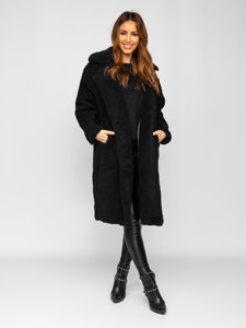 Women's Warm Longline Winter Coat Black Bolf AN105A