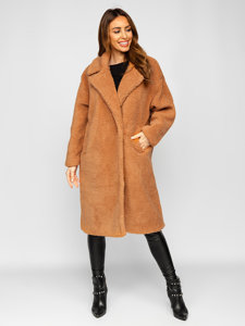 Women's Warm Longline Winter Coat Camel Bolf AN105A