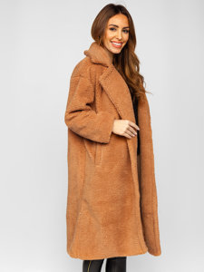 Women's Warm Longline Winter Coat Camel Bolf AN105A