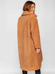 Women's Warm Longline Winter Coat Camel Bolf AN105A