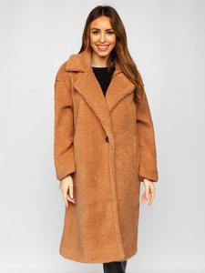 Women's Warm Longline Winter Coat Camel Bolf AN105A