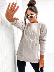 Women's Warm Printed Sweatshirt Beige Bolf VE77