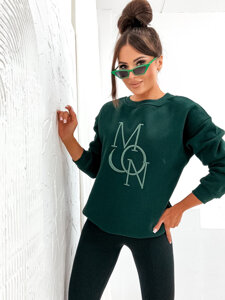 Women's Warm Printed Sweatshirt Bottle Green Bolf VE77
