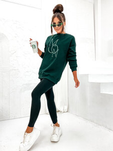Women's Warm Printed Sweatshirt Bottle Green Bolf VE77