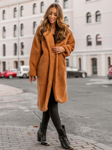 Women's Warm Winter Longline Coat Camel Bolf AN105