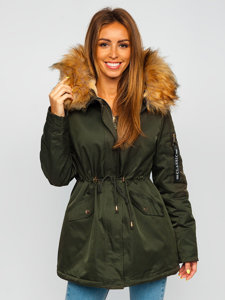 Women's Winter Hooded Parka Jacket Khaki Bolf B532