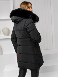 Women's Winter Jacket with hood and fur Black Bolf 16M9099