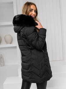 Women's Winter Jacket with hood and fur Black Bolf 16M9121