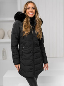 Women's Winter Jacket with hood and fur Black Bolf 16M9121