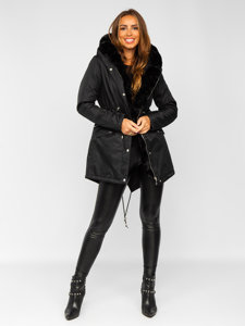 Women's Winter Parka Jacket with Hood Black Bolf 5M762