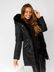 Women's Winter Parka Jacket with Hood Black Bolf 5M762