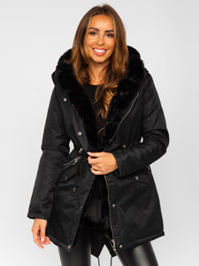 Women's Winter Parka Jacket with Hood Black Bolf 5M762