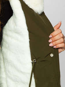 Women's Winter Parka Jacket with Hood Khaki Bolf 7034