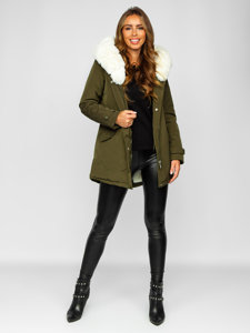 Women's Winter Parka Jacket with Hood Khaki Bolf 7034