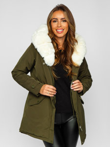 Women's Winter Parka Jacket with Hood Khaki Bolf 7034