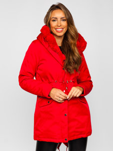 Women's Winter Parka Jacket with Hood Red Bolf 5M762