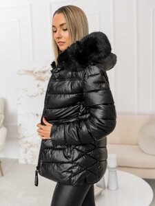 Women's Winter Quilted Jacket with hood Black Bolf B8163B