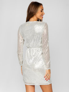 Women's Wrap Dress with Sequins White Bolf 8149